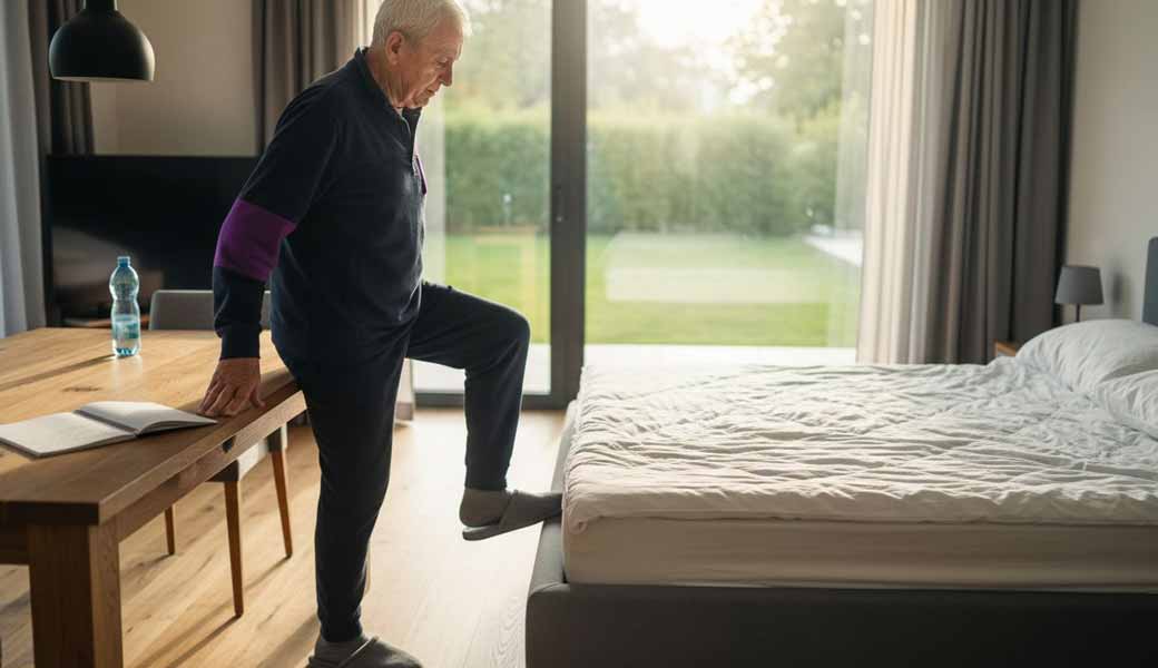 Po przebytym udarze, ćwiczenia w domowym zaciszu stały się dla niej codziennością